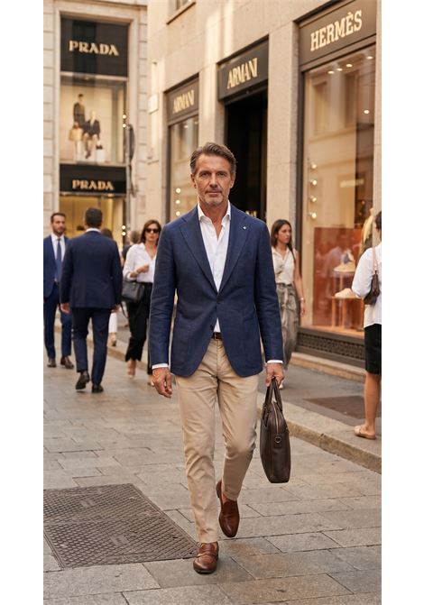 Giacca sartoriale blu navy Tagliatore in tessuto hopsack  Made in Italy TAGLIATORE | GIACCHE | 1SMC22K 340346Eb983